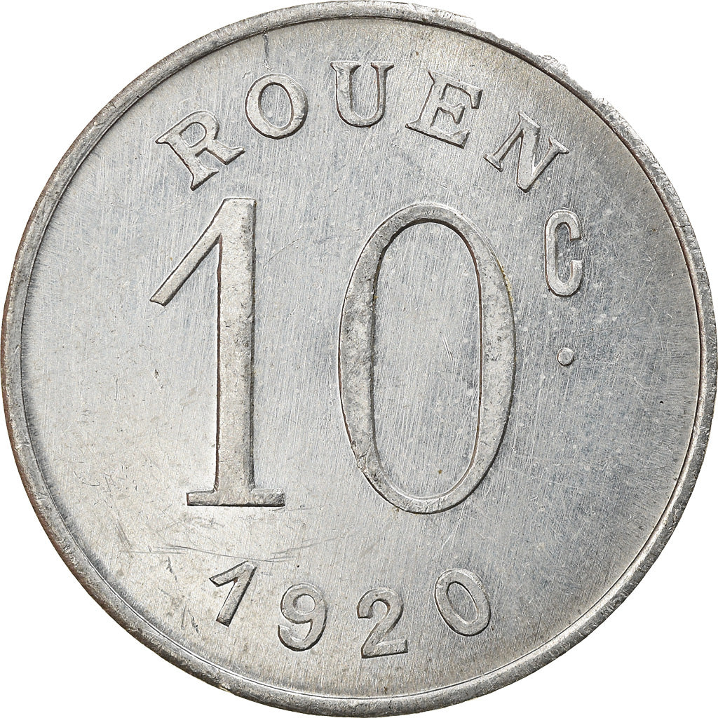 Coin, France, Chambre de Commerce, Rouen, 10 Centimes, 1920, MS(60-62)