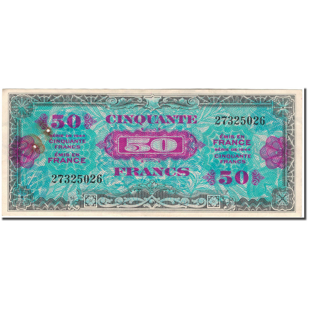 Frankreich, 50 Francs, 1944 Flag/France, 1944, S+, Fayette:VF19.1, KM:117a