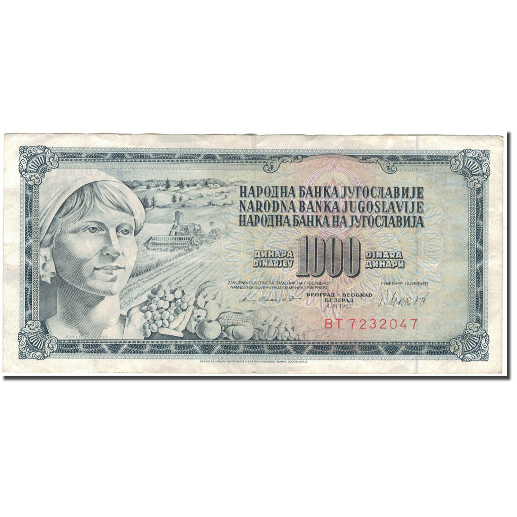 Biljet, Joegoslaviëe, 1000 Dinara, 1981-11-04, KM:92d, TB+