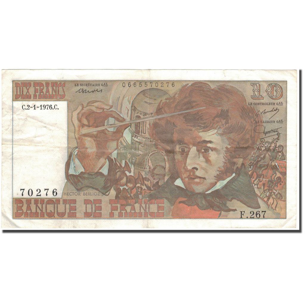 France, 10 Francs, 10 F 1972-1978 ''Berlioz'', 1976-01-02, VF(20-25)