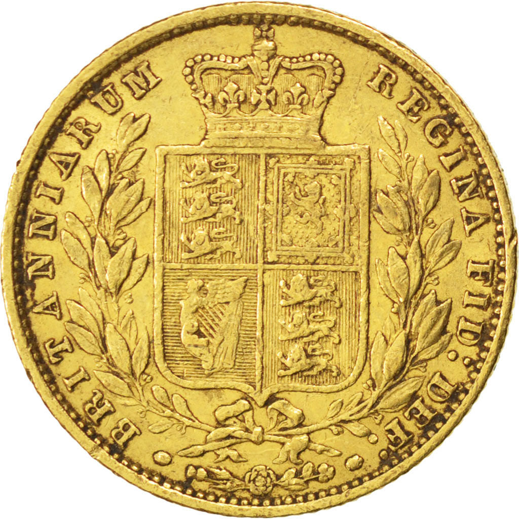 Great Britain, Souverain, 1853, KM #736.1, EF(40-45), Gold, 7.93