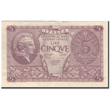 Banconote, Italia, 5 Lire, 1944-11-23, KM:31c, BB