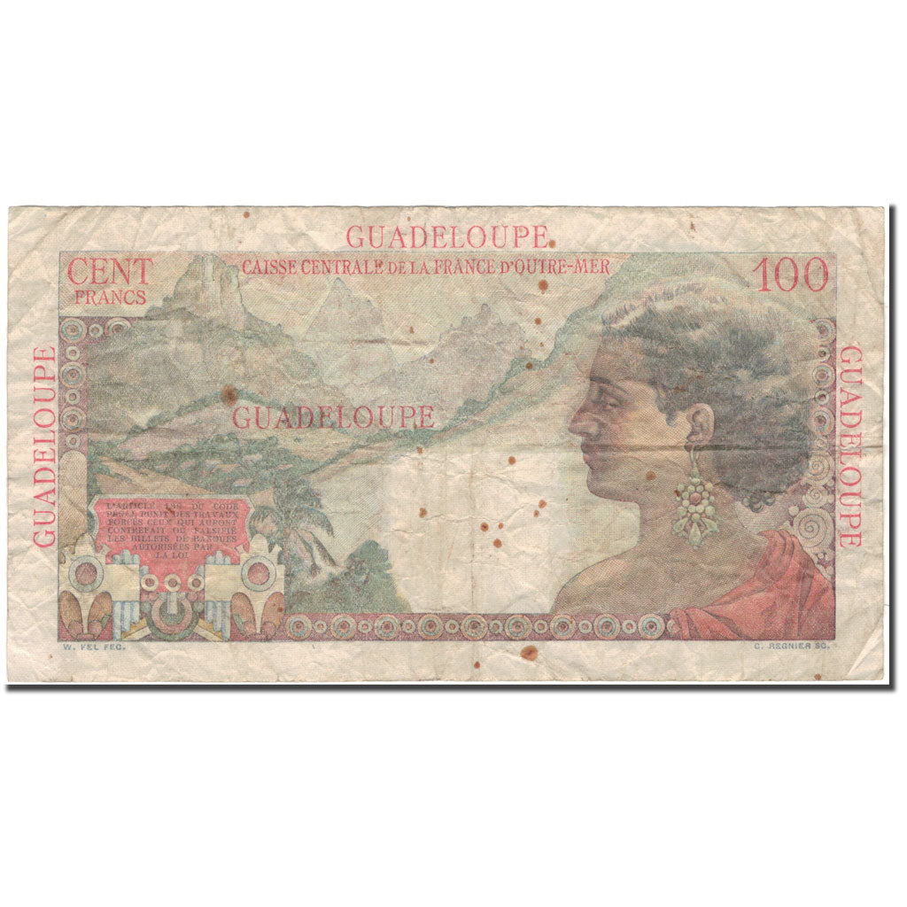 Guadeloupe, 100 Francs, 1946, F(12-15), KM:35