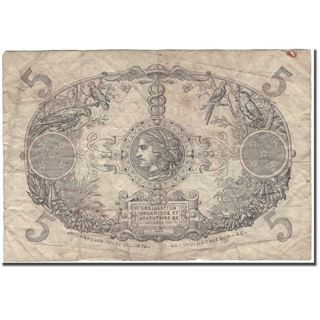 Guadeloupe, 5 Francs, 1945, F(12-15), KM:7e