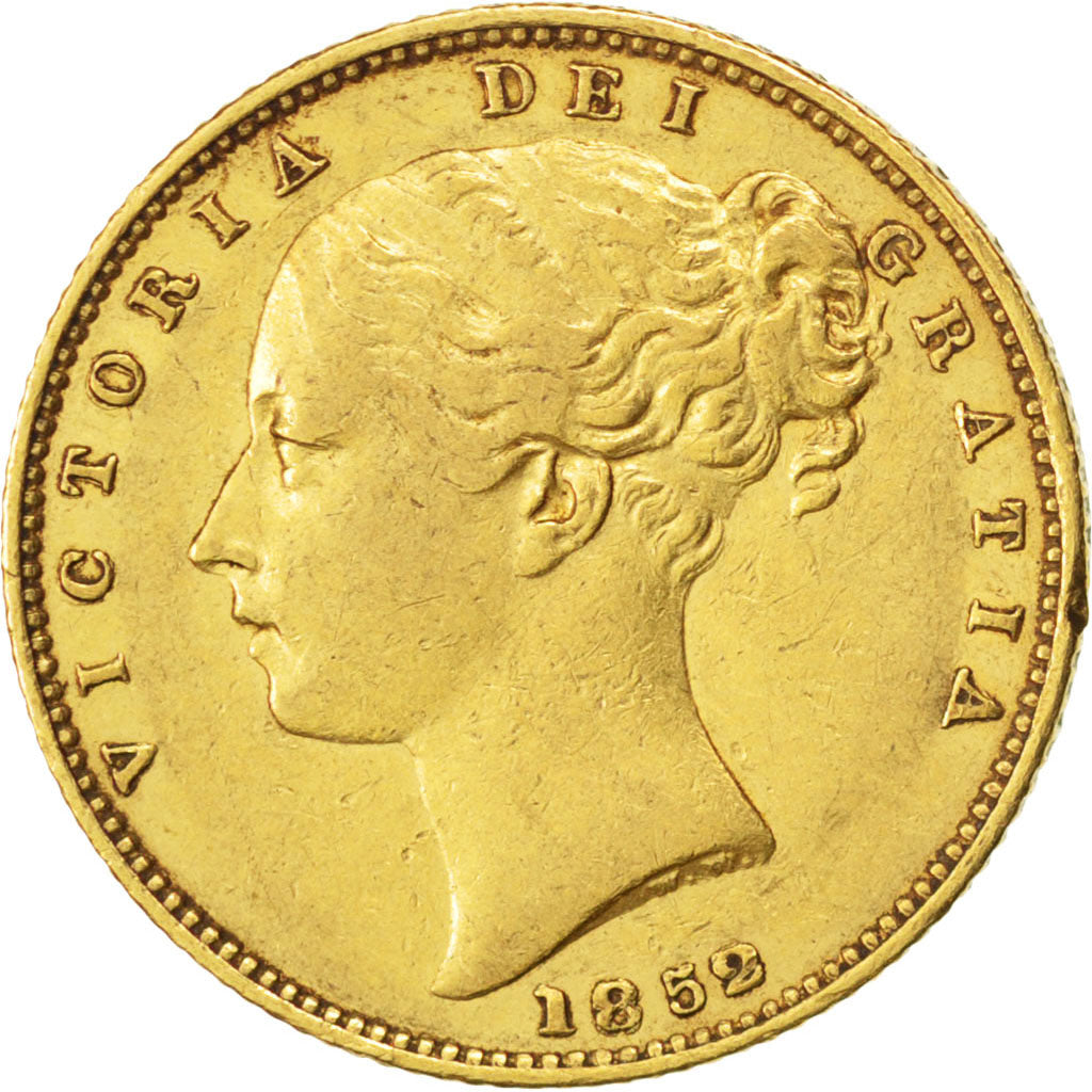 Great Britain, Souverain, 1852, KM #736.1, EF(40-45), Gold, 7.95