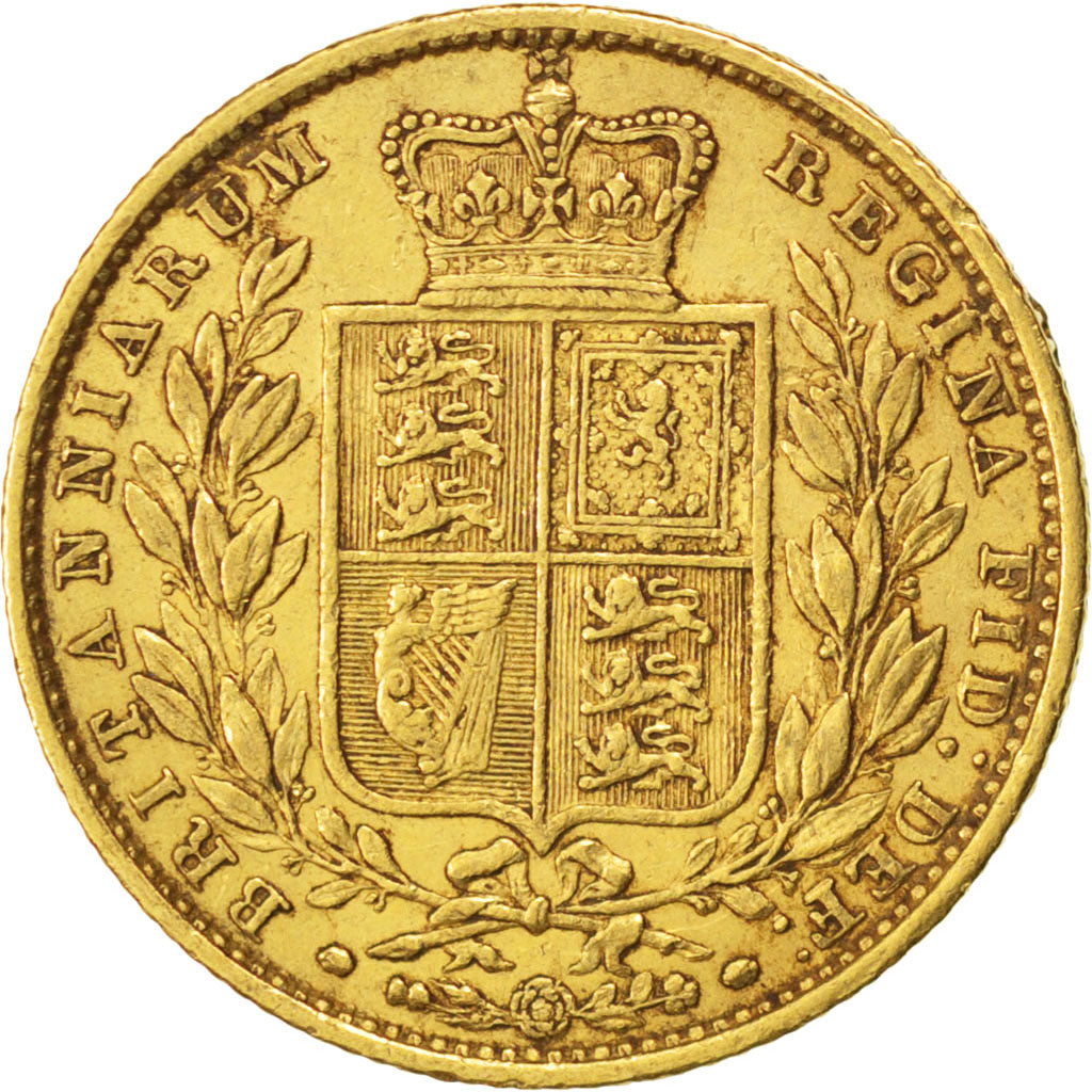 Great Britain, Souverain, 1852, KM #736.1, EF(40-45), Gold, 7.95