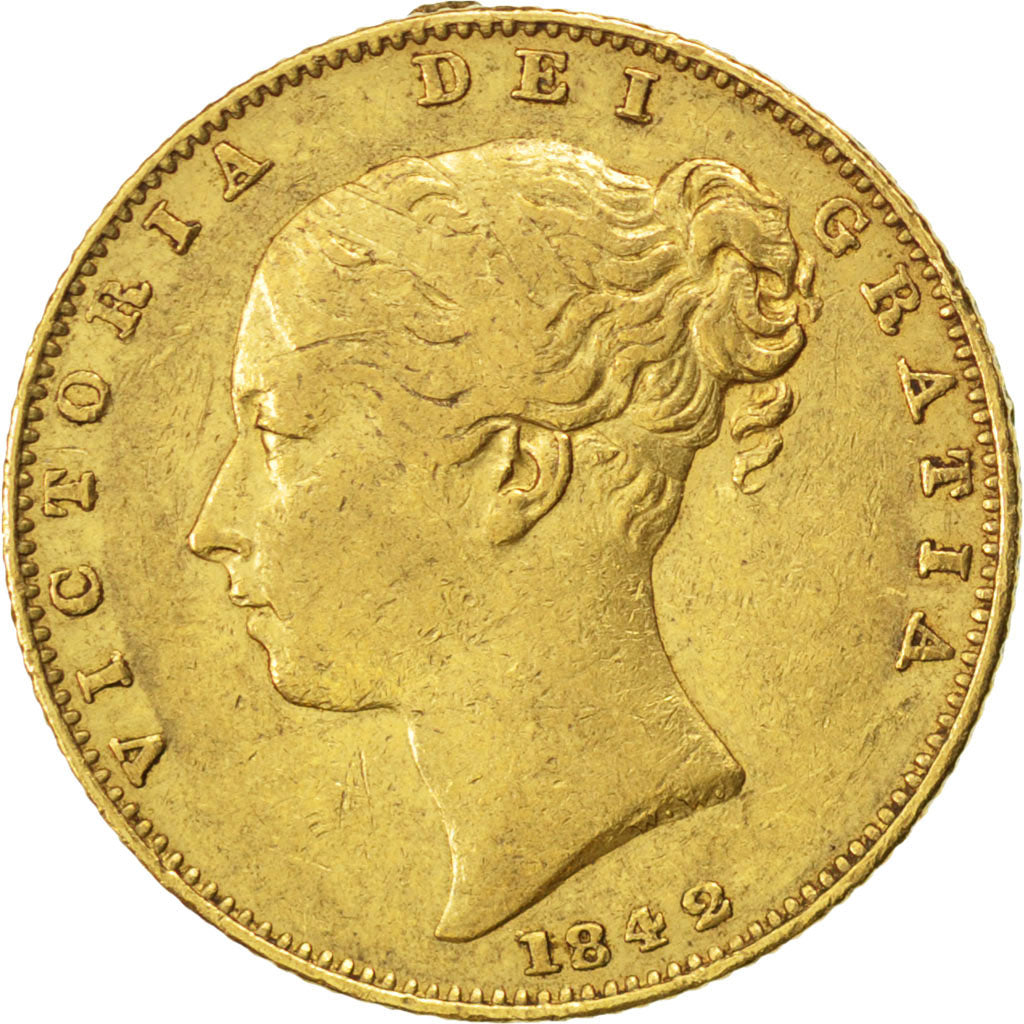 Great Britain, Souverain, 1842, KM #736.1, EF(40-45), Gold, 7.95