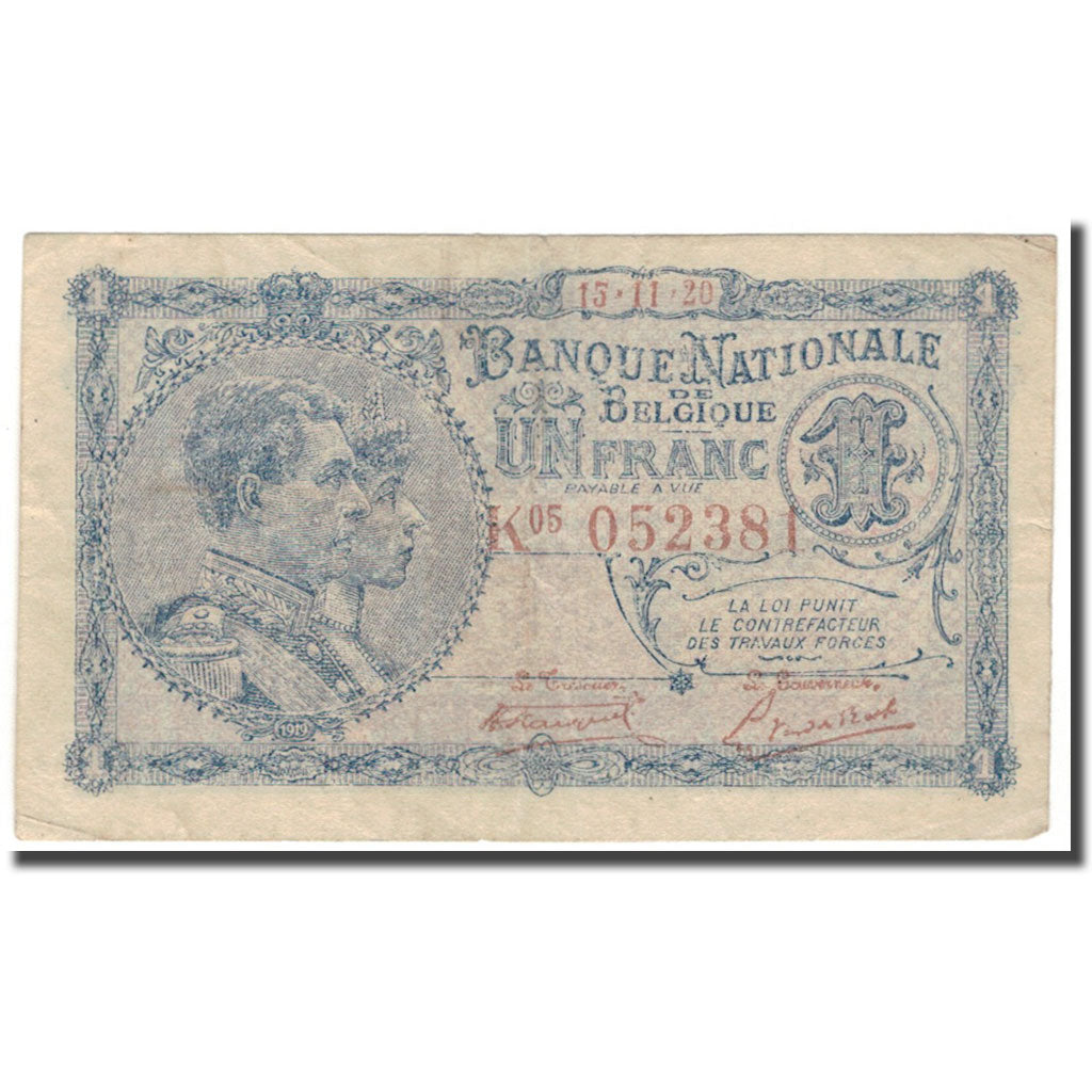Banknote, Belgium, 1 Franc, 1920-11-15, KM:92, EF(40-45)