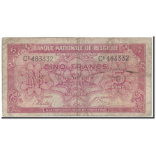 Banknote, Belgium, 5 Francs-1 Belga, 1943-02-01, KM:121, VF(20-25)