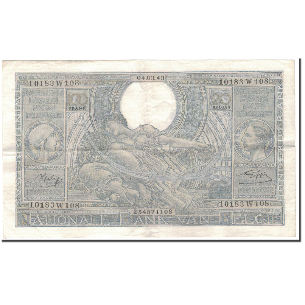 Banknote, Belgium, 100 Francs-20 Belgas, 1943-03-04, KM:112, EF(40-45)