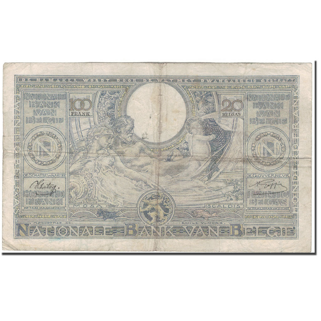 Geldschein, Belgien, 100 Francs-20 Belgas, 1941-08-26, KM:112, S