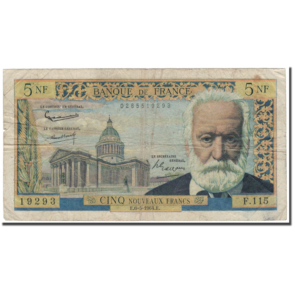 France, 5 Nouveaux Francs, 5 NF 1959-1965 ''Victor Hugo'', 1964-05-06, B