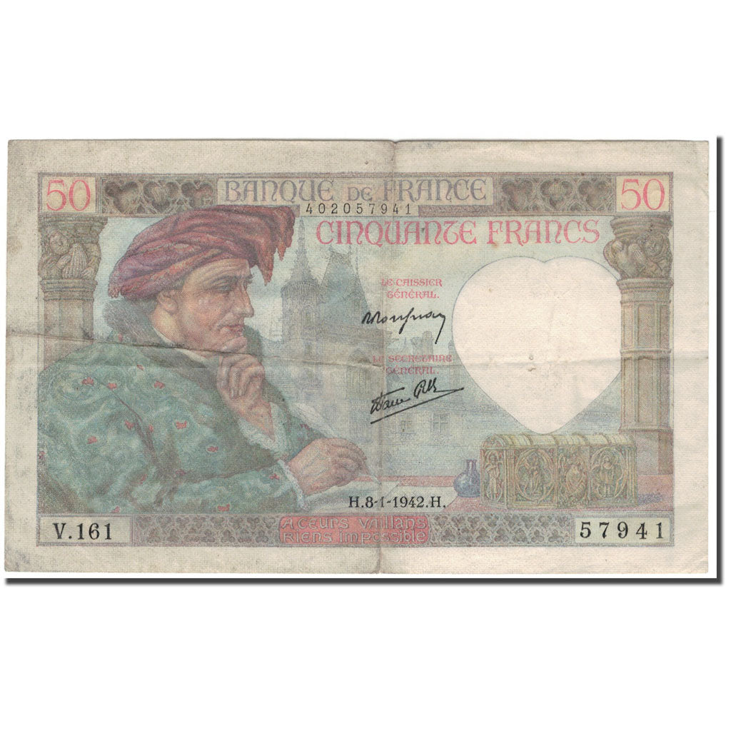 France, 50 Francs, 50 F 1940-1942 ''Jacques Coeur'', 1942-01-08, F(12-15)