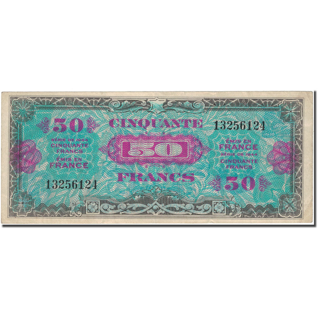 France, 50 Francs, 1944 Flag/France, 1944, EF(40-45), Fayette:VF19.1, KM:117a