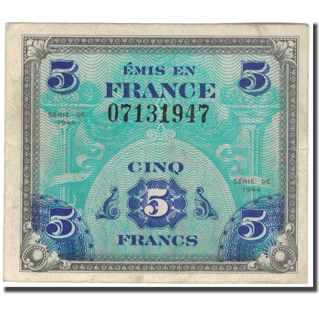 Francia, 5 Francs, 1944 Flag/France, 1944, BB, Fayette:17.1, KM:115a