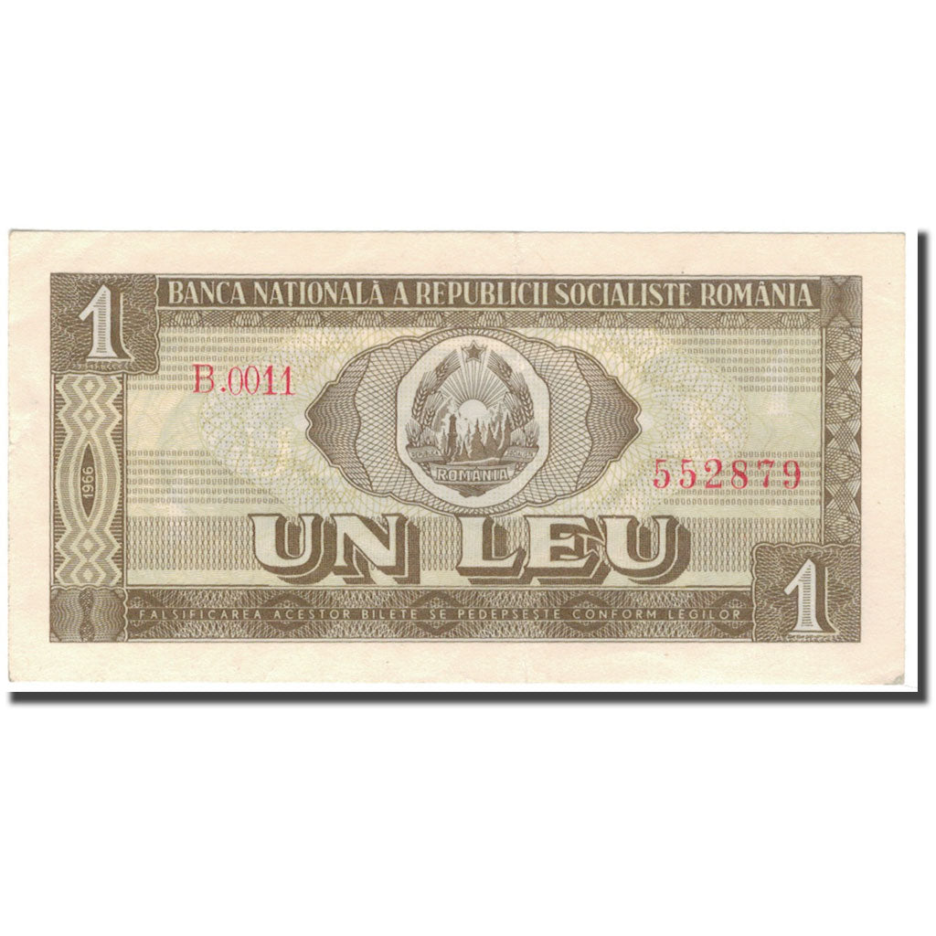 Banknote, Romania, 1 Leu, 1966, KM:91a, AU(55-58)