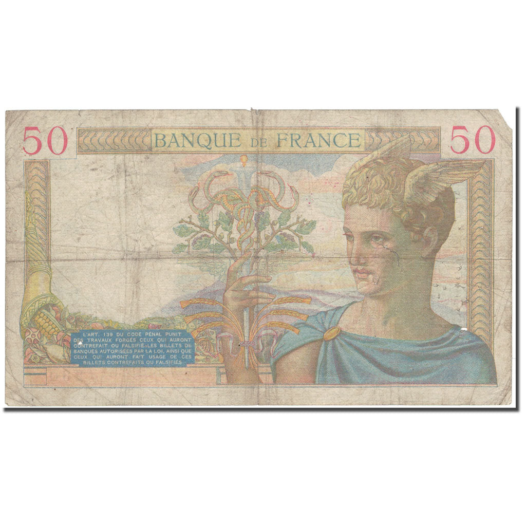 France, 50 Francs, 50 F 1934-1940 ''Cérès'', 1934-11-15, VG(8-10)