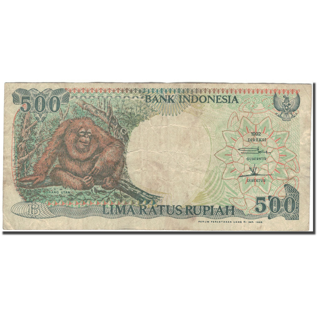 Banconote, Indonesia, 500 Rupiah, 1992, KM:128a, B+