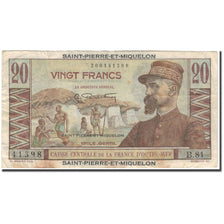 Saint Pierre and Miquelon, 20 Francs, 1946, VF(20-25), KM:24