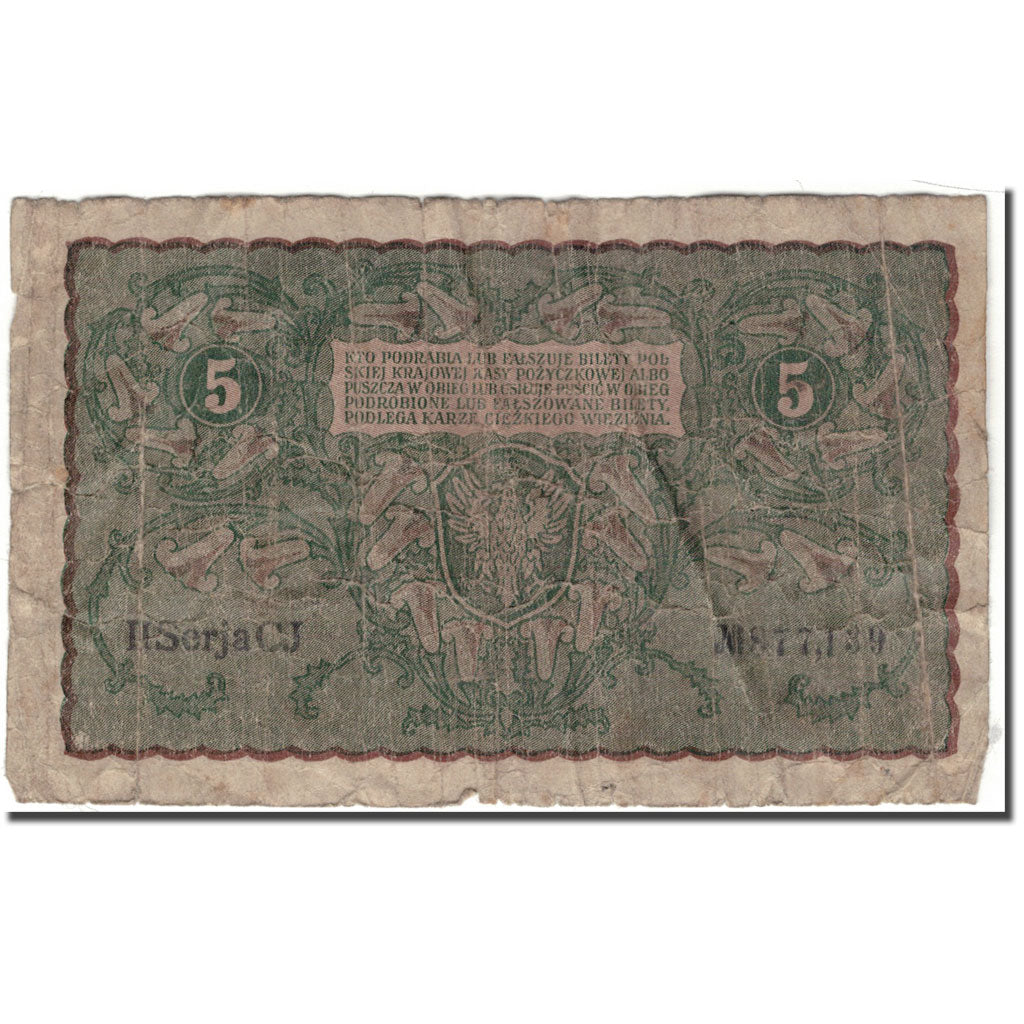 Banknote, Poland, 5 Marek, 1919-08-23, KM:24, VG(8-10)