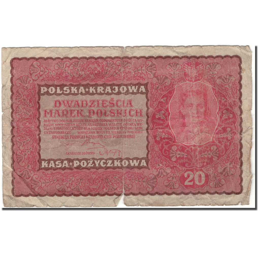 Banknote, Poland, 20 Marek, 1919-08-23, KM:26, VG(8-10)