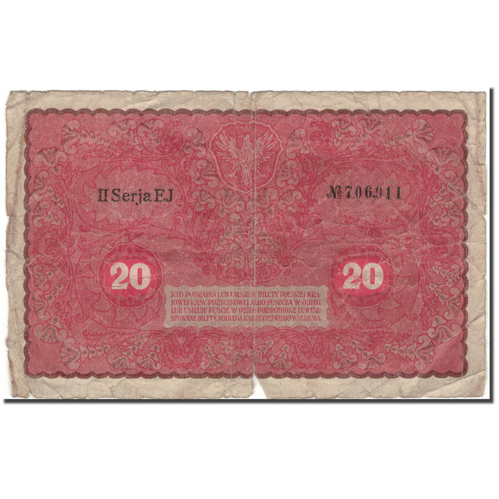 Banknote, Poland, 20 Marek, 1919-08-23, KM:26, VG(8-10)