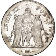 FRANCE, Union et Force, 5 Francs, 1796, Paris, KM #639.1, AU(50-53), Silver,...