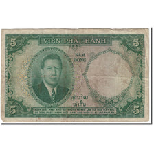 Biljet, FRANS INDO-CHINA, 5 Piastres = 5 Dong, 1953, KM:106, B