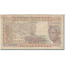 Banknote, West African States, 1000 Francs, 1989, KM:707Ki, F(12-15)