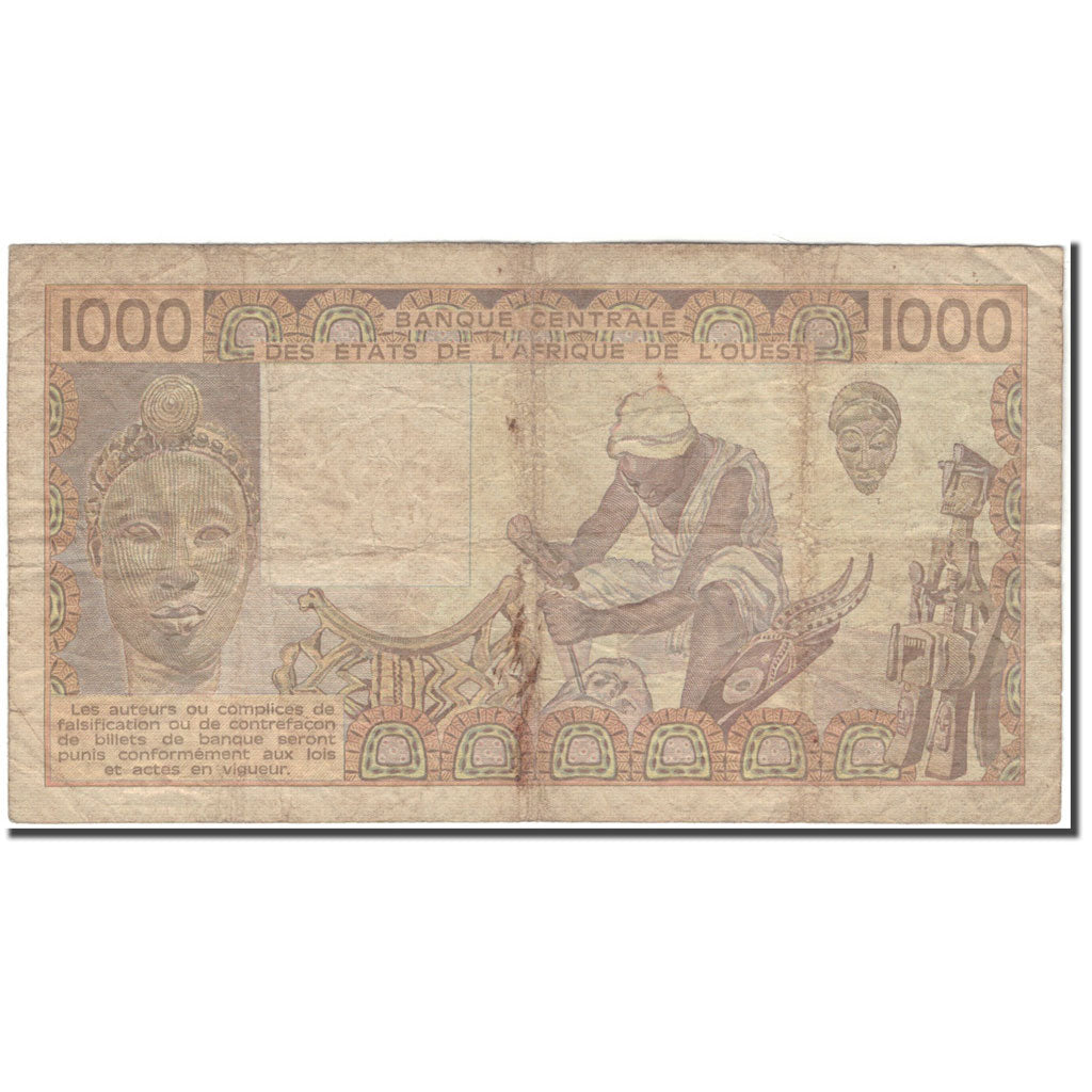 Banknote, West African States, 1000 Francs, 1989, KM:707Ki, F(12-15)