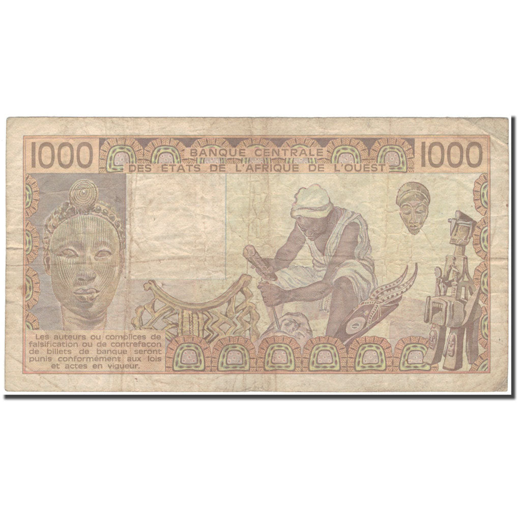 Banknote, West African States, 1000 Francs, 1989, KM:707Ki, F(12-15)