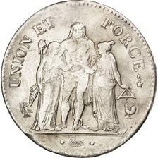 FRANCE, Union et Force, 5 Francs, 1799, Paris, KM #639.1, EF(40-45), Silver,...