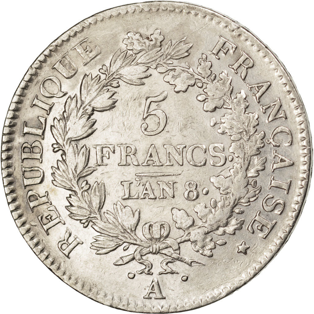 FRANCE, Union et Force, 5 Francs, 1799, Paris, KM #639.1, EF(40-45), Silver,...