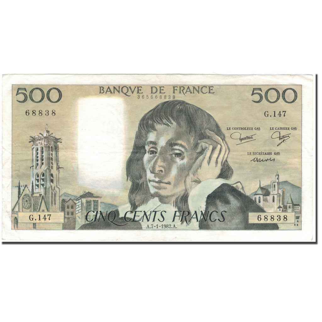 France, 500 Francs, 500 F 1968-1993 ''Pascal'', 1982-01-07, TTB, Fayette:71.26