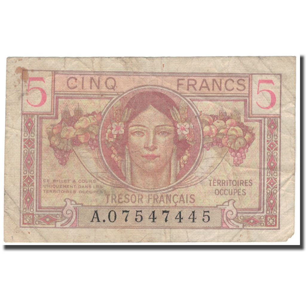 Frankreich, 5 Francs, 1947 French Treasury, 1947, SGE+, Fayette:29.1, KM:M6a
