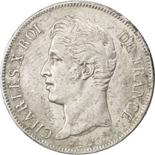 FRANCE, Charles X, 5 Francs, 1827, Paris, KM #728.1, EF(40-45), Silver, Gadoury.