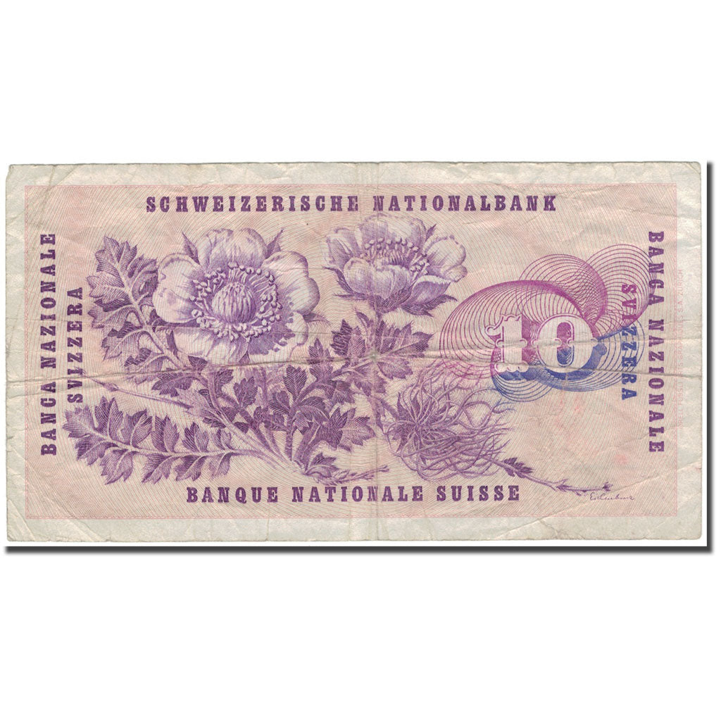 Banknote, Switzerland, 10 Franken, 1974-02-07, KM:45t, F(12-15)