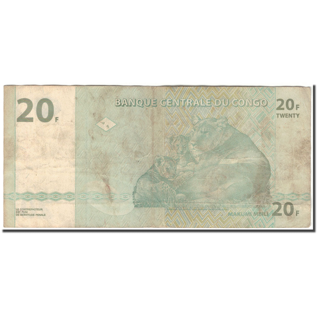 Banknote, Congo Democratic Republic, 20 Francs, 2003-06-30, KM:94a, F(12-15)