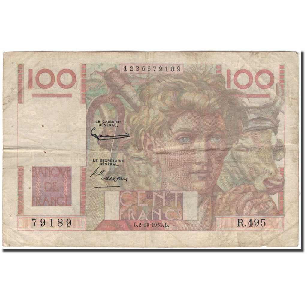 France, 100 Francs, 100 F 1945-1954 ''Jeune Paysan'', 1952-10-02, F(12-15)