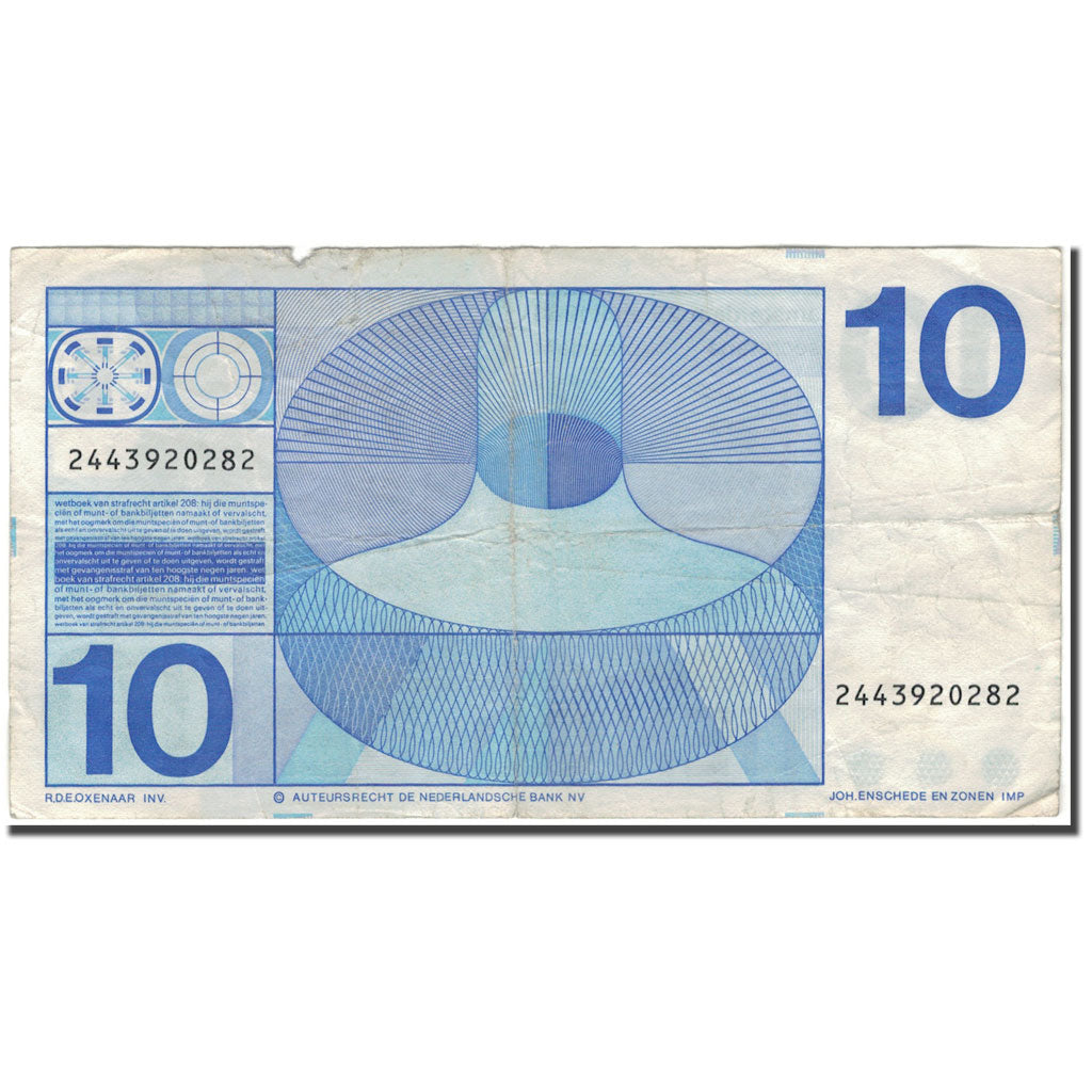 Banknote, Netherlands, 10 Gulden, 1968-04-25, KM:91b, VF(20-25)