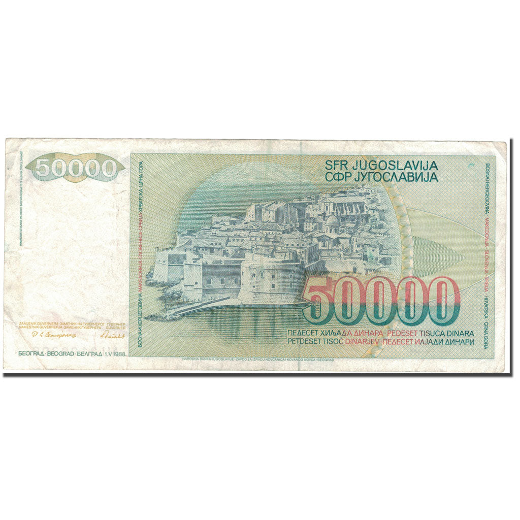 Biljet, Joegoslaviëe, 50,000 Dinara, 1988-05-01, KM:96, TB+