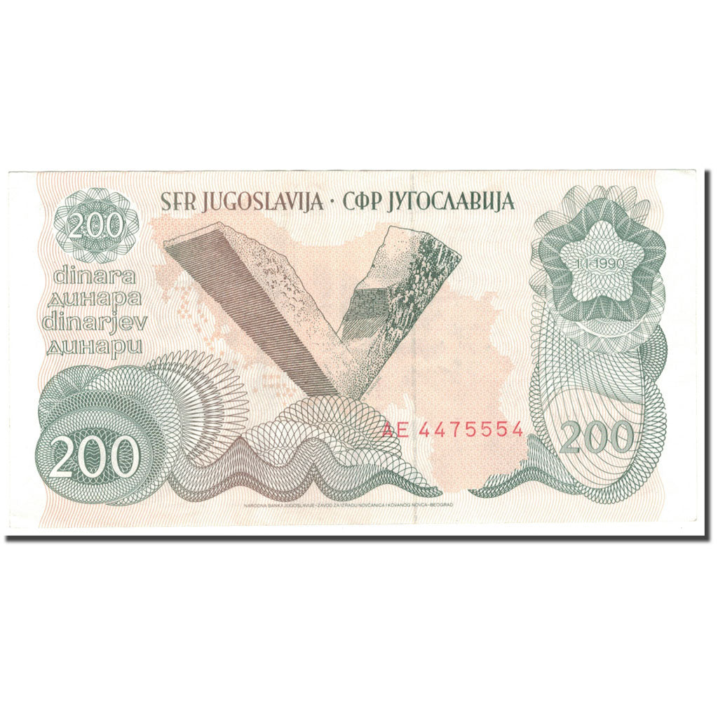 Banknote, Yugoslavia, 200 Dinara, 1990-01-01, KM:102a, AU(50-53)