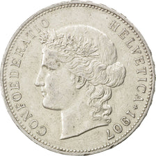 Moneda, Suiza, 5 Francs, 1907, Bern, MBC, Plata, KM:34