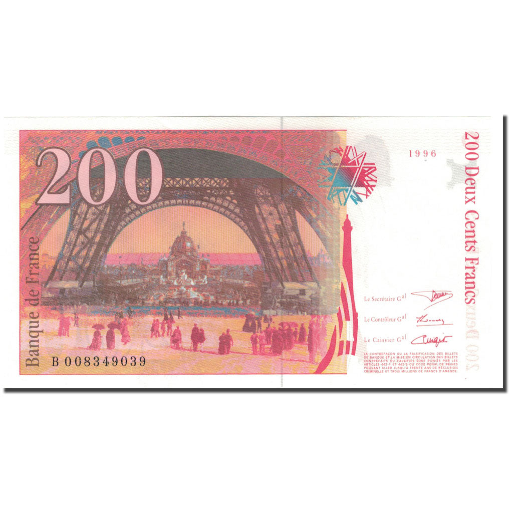 Frankreich, 200 Francs, 200 F 1995-1999 ''Eiffel'', 1996, UNZ, Fayette:75.3a