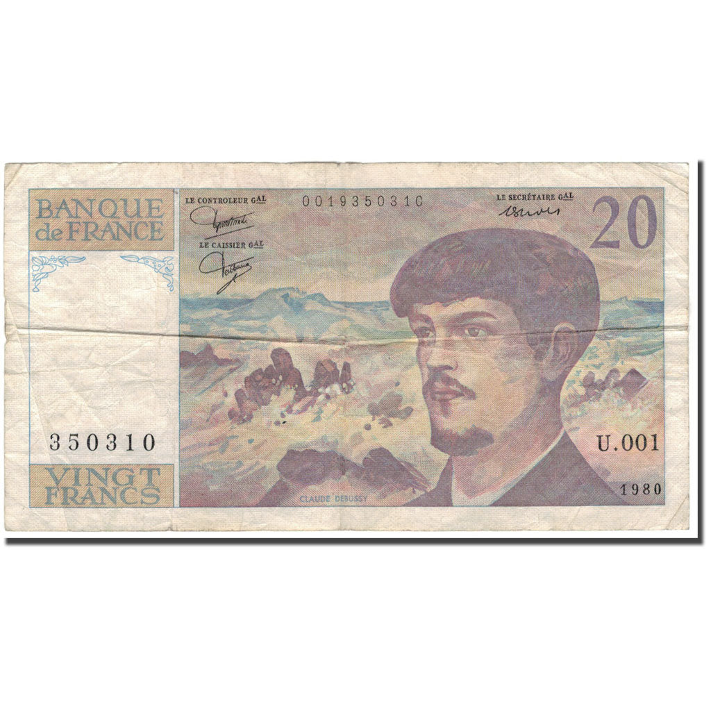France, 20 Francs, 20 F 1980-1997 ''Debussy'', 1980, F(12-15), Fayette:66.1