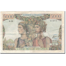 France, 5000 Francs, 5 000 F 1949-1957 ''Terre et Mer'', 1949-11-03, VF(30-35)