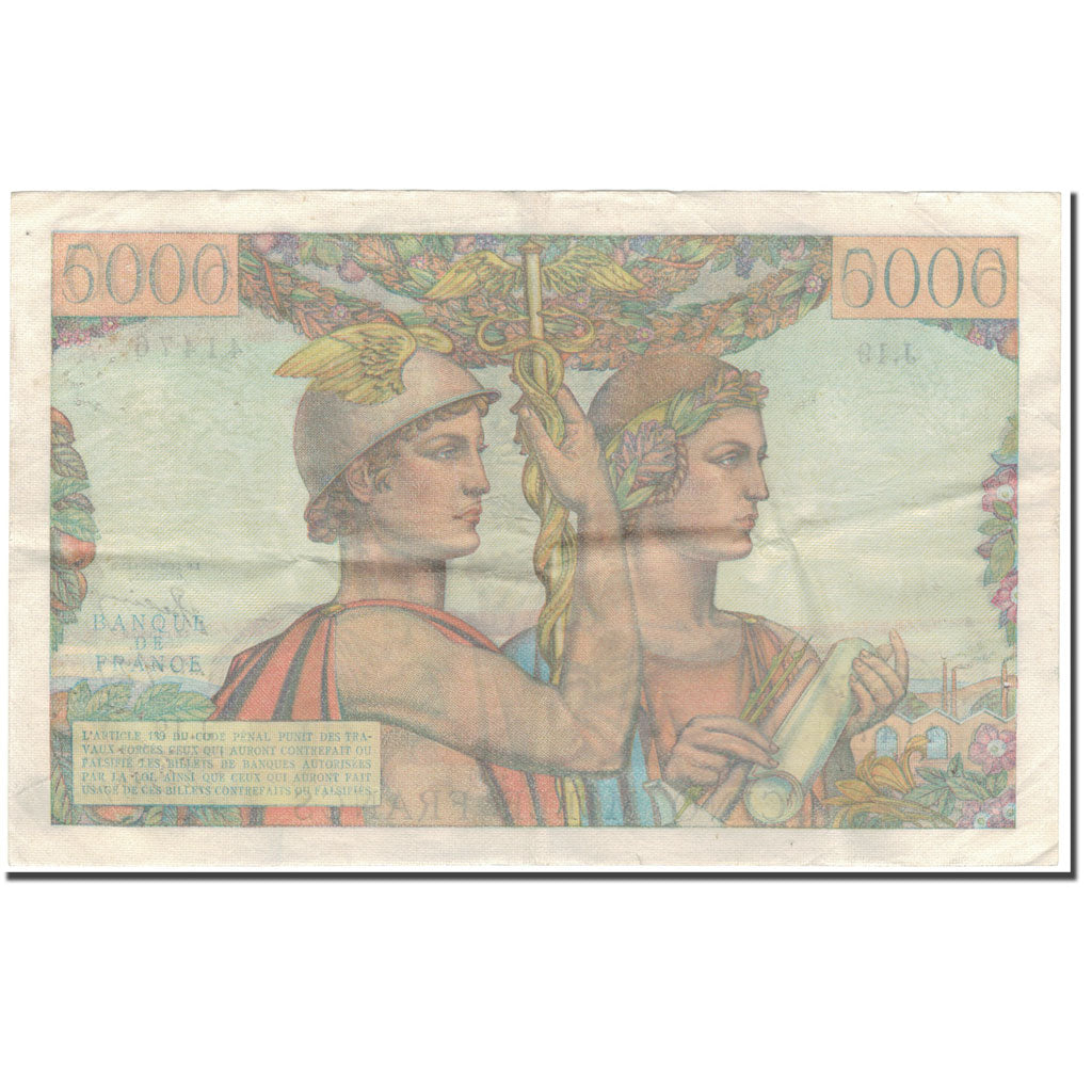 France, 5000 Francs, 5 000 F 1949-1957 ''Terre et Mer'', 1949-03-10, VF(30-35)