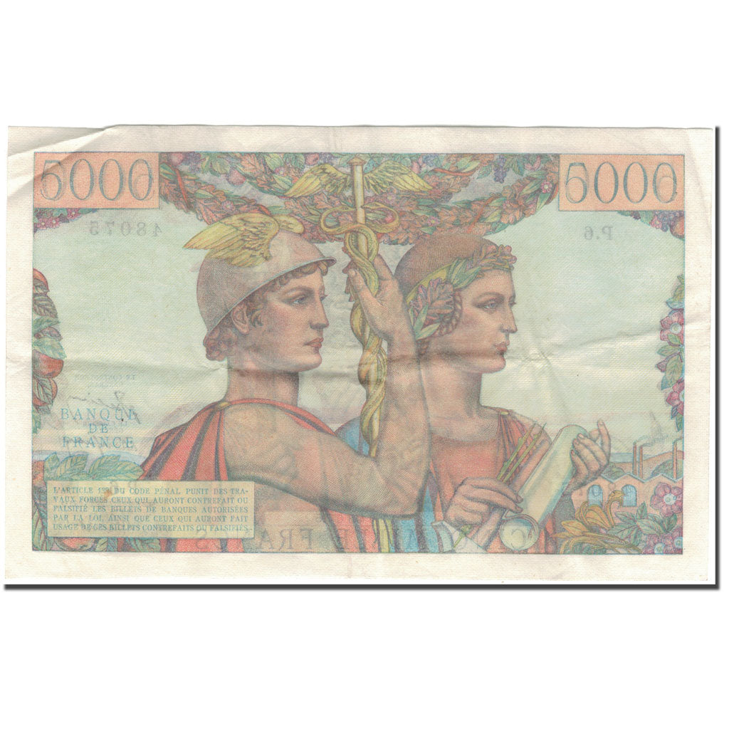 Francia, 5000 Francs, 5 000 F 1949-1957 ''Terre et Mer'', 1949-03-10, MB+