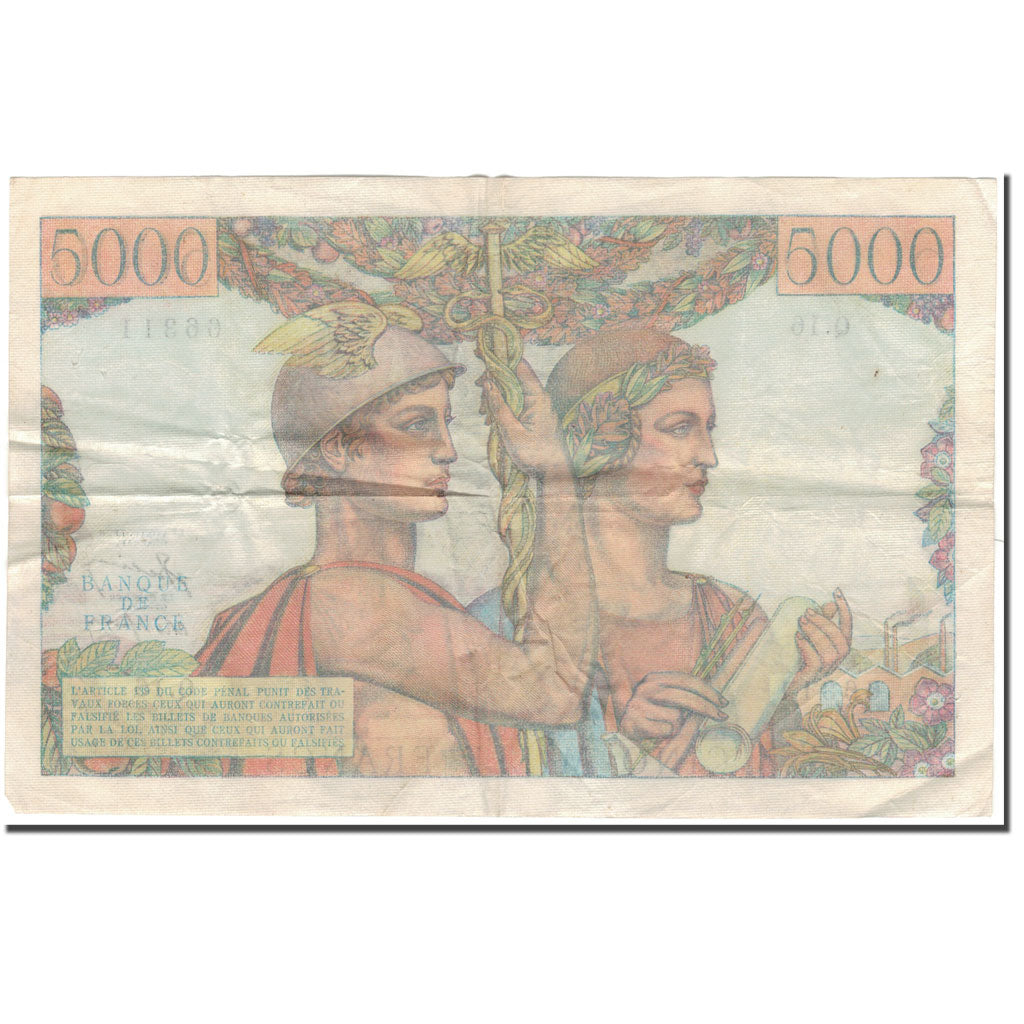 France, 5000 Francs, 5 000 F 1949-1957 ''Terre et Mer'', 1949-03-10, TB