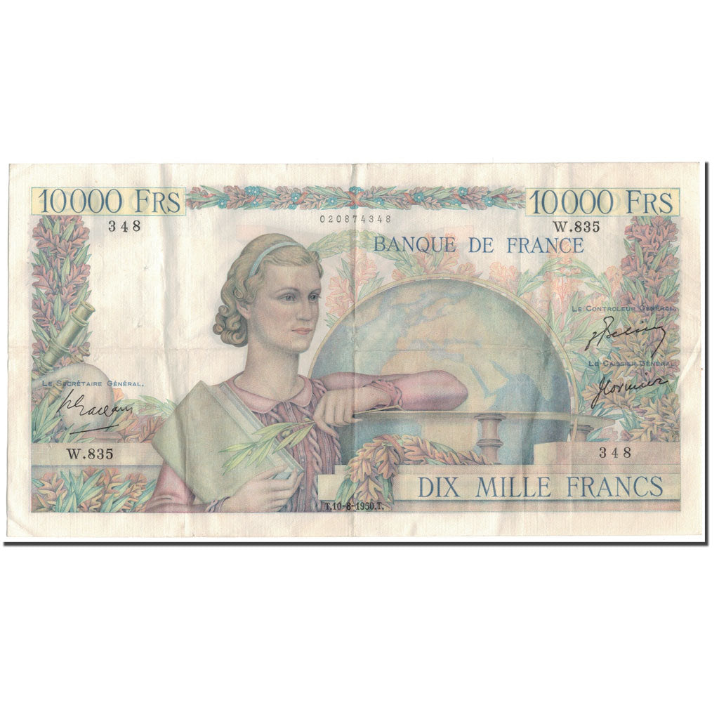 France, 10,000 Francs, 10 000 F 1945-1956 ''Génie Français'', 1950-08-10